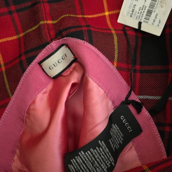 Gucci Tartan Red Wool/Embroidered Stylized Rain/Bucket Hat, NWT, Medium - Picture 5 of 11